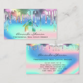 Professional Real Estate Broker Pink Holographic Visitekaartje (Voorkant / Achterkant)