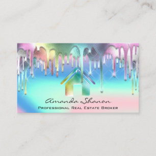 Professional Real Estate Broker Pink Holographic Visitekaartje