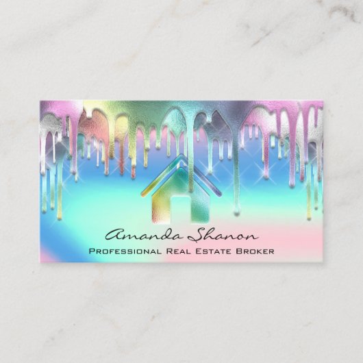 Professional Real Estate Broker Pink Holographic Visitekaartje (Voorkant)