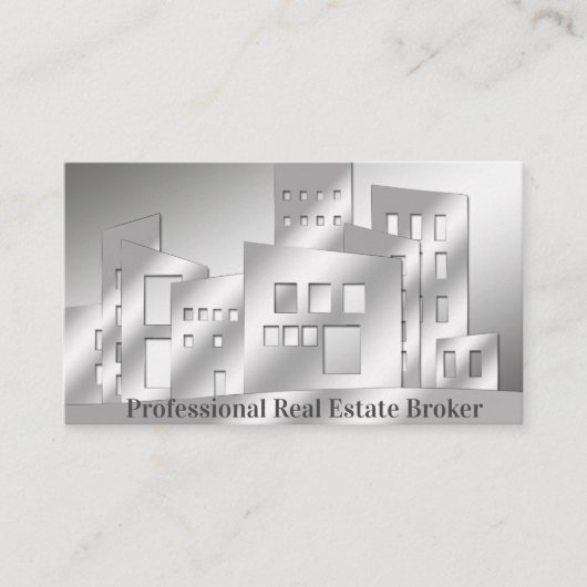 Professional Real Estate Broker Silver Business Ca Visitekaartje (Voorkant)