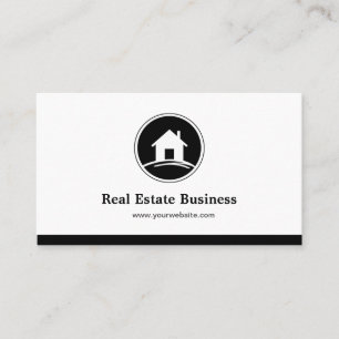 Professional Real Estate Broker Simple Black White Visitekaartje