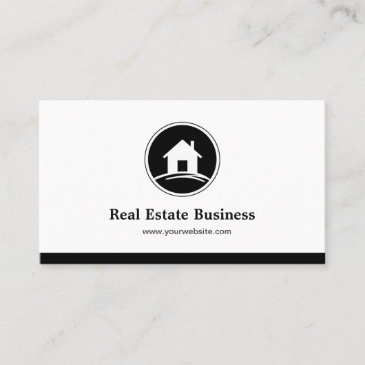 Professional Real Estate Broker Simple Black White Visitekaartje (Voorkant)