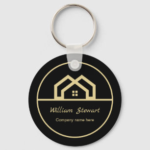 Professional Real Estate Modern Black Custom House Sleutelhanger