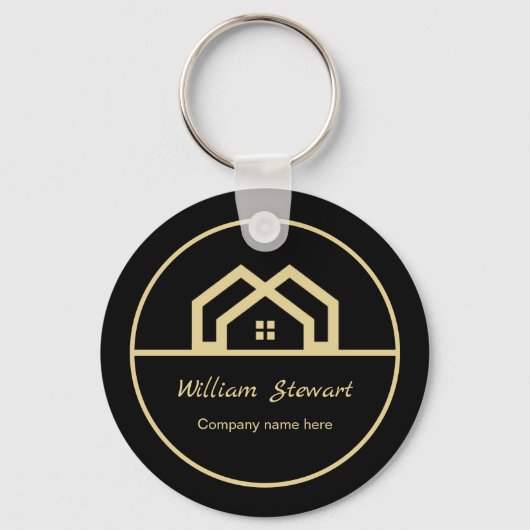 Professional Real Estate Modern Black Custom House Sleutelhanger (Voorkant)