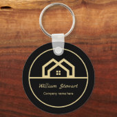 Professional Real Estate Modern Black Custom House Sleutelhanger (Voorkant)