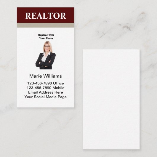 Professional Realtor Photo-Visitekaartjes Visitekaartje (Voorkant / Achterkant)