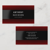 Professional Red Black Grey Manager Visitekaartje (Voorkant / Achterkant)
