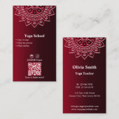 Professional Red Mandala Yoga Visitekaartje Klantenkaartje (Voorkant / Achterkant)