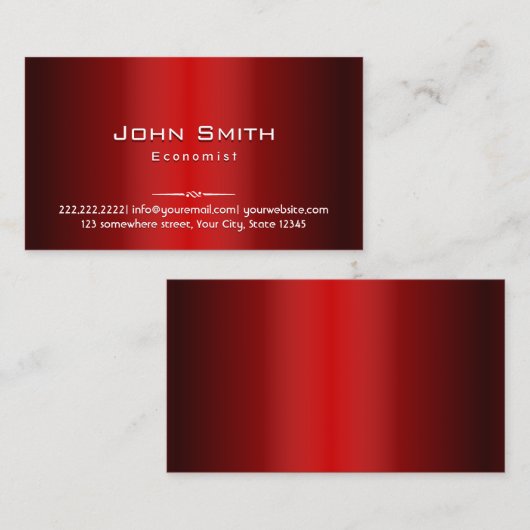 Professional Red Metal Economist Visitekaartje (Voorkant / Achterkant)