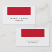 Professional Red White Modern minimalistisch Trend Visitekaartje (Voorkant / Achterkant)