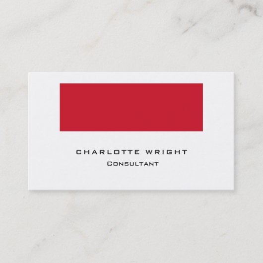 Professional Red White Modern minimalistisch Trend Visitekaartje (Voorkant)