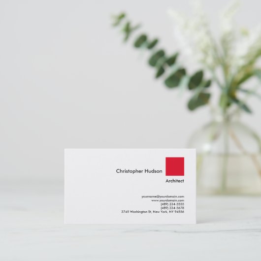 Professional Red White Simple Plain Architect Visitekaartje (Staand voorkant)