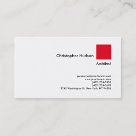 Professional Red White Simple Plain Architect Visitekaartje