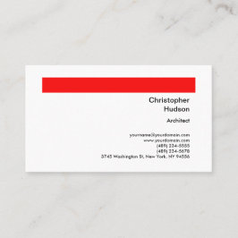 Professional Red White Simple Plain Architect Visitekaartje