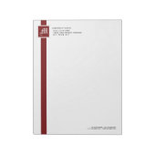 Professional Red & White Stripe Monogram 11 x 8 in Notitieblok (Linkerzijde)