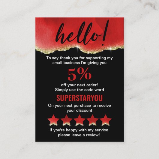 Professional Red Wine Gold Glitter Logo Korting Visitekaartje (Voorkant)