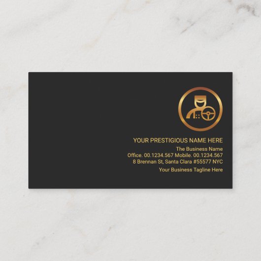 Professional Retro Gold Line Chauffeur-driver Visitekaartje (Achterkant)