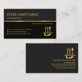 Professional Retro Gold Line Stripe Butler Service Visitekaartje (Voorkant / Achterkant)