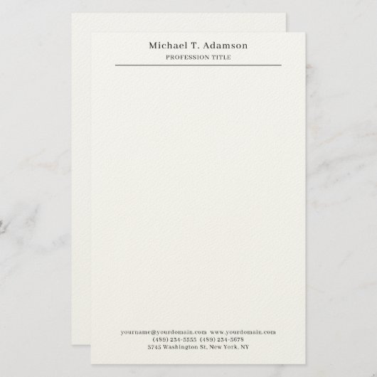 Professional Retro Style Elegant Plain Simple Briefpapier (Voorkant / Achterkant)