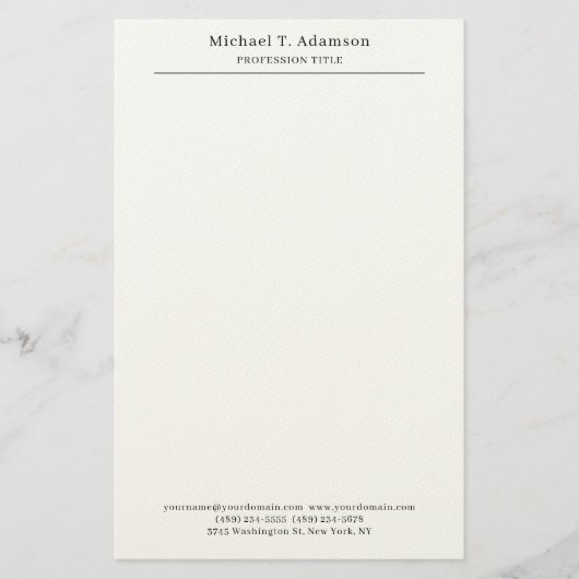 Professional Retro Style Elegant Plain Simple Briefpapier (Voorkant)