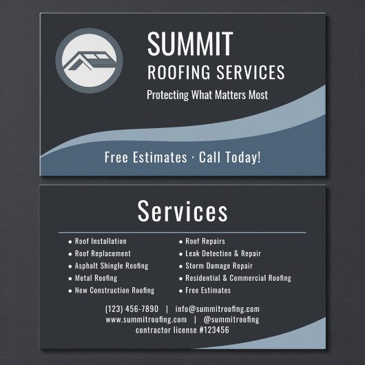 Professional Roofing Roofer Company Visitekaartje