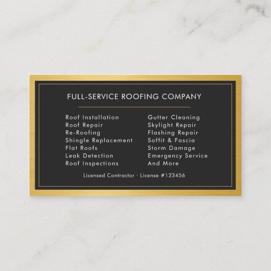 Professional Roofing Roofer Construction Services Visitekaartje (Achterkant)