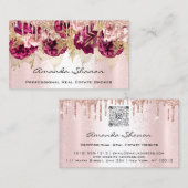 Professional Roos Blush Flowers Drip QRCODE Logo Visitekaartje (Voorkant / Achterkant)