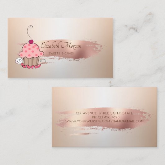 Professional Roos Gold Bruske Stroke Cupcake Visitekaartje (Voorkant / Achterkant)