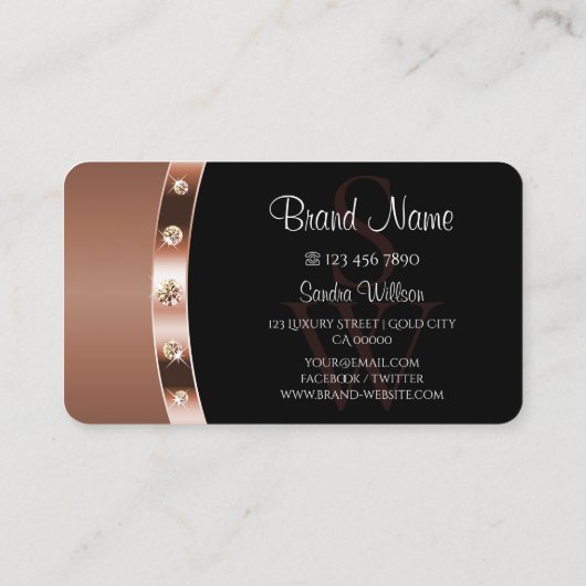 Professional Roos Gold en Black Monogram Diamonds Visitekaartje (Achterkant)