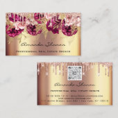 Professional Roos Gold Flowers Drip QRCODE Logo Visitekaartje (Voorkant / Achterkant)