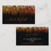 Professional Roos Gold Glitter Spark Hair Stylist Visitekaartje (Voorkant / Achterkant)