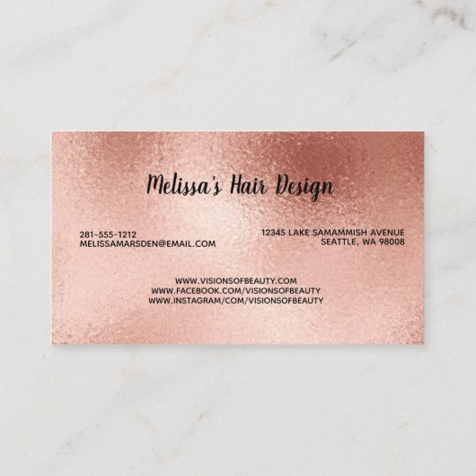Professional Roos Gold Hair Stylist Modern Visitekaartje (Achterkant)