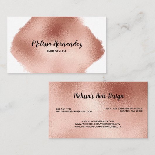 Professional Roos Gold Hair Stylist Modern Visitekaartje (Voorkant / Achterkant)