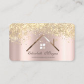 Professional Roos Gold Sequins Real Estate Visitekaartje (Voorkant)