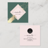 Professional Roos Lijst Gold Green Stroke Logo Vierkante Visitekaartje (Voorkant / Achterkant)