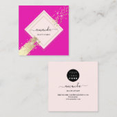 Professional Roos Lijst Gold Pink Makeup Logo Vierkante Visitekaartje (Voorkant / Achterkant)