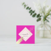 Professional Roos Lijst Gold Pink Makeup Logo Vierkante Visitekaartje (Staand voorkant)