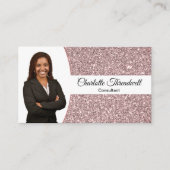 Professional Rose Gold Glitter Custom Photo Visitekaartje (Voorkant)