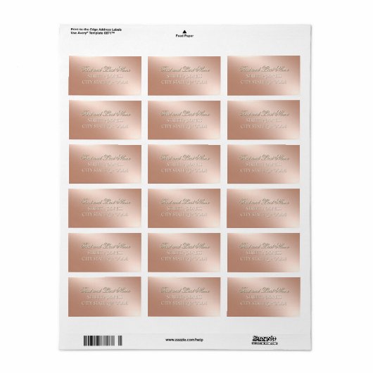 Professional Rose Gold Return Address Label (Full Sheet)