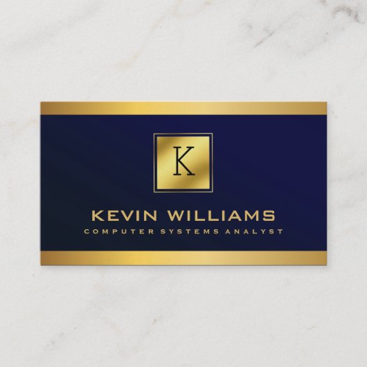 Professional Royal Blue Computer System Analyst Visitekaartje (Voorkant)