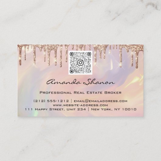 Professional Rozen Flowers Drip QRCODE Logo Busin Visitekaartje (Achterkant)