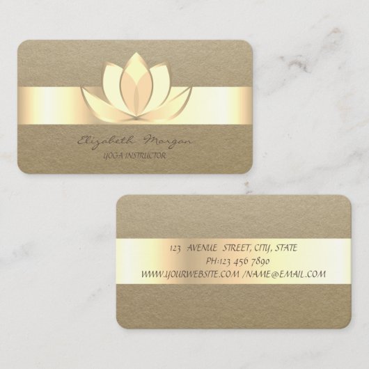 Professional Rustic, Kraft Stripe, Lotus Visitekaartje (Voorkant / Achterkant)