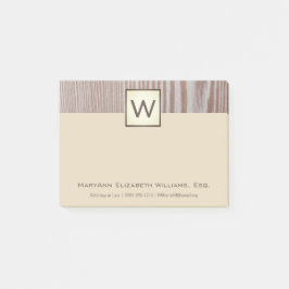 Professional Rustic Wood Executive Name & Monogram Post-it® Notes