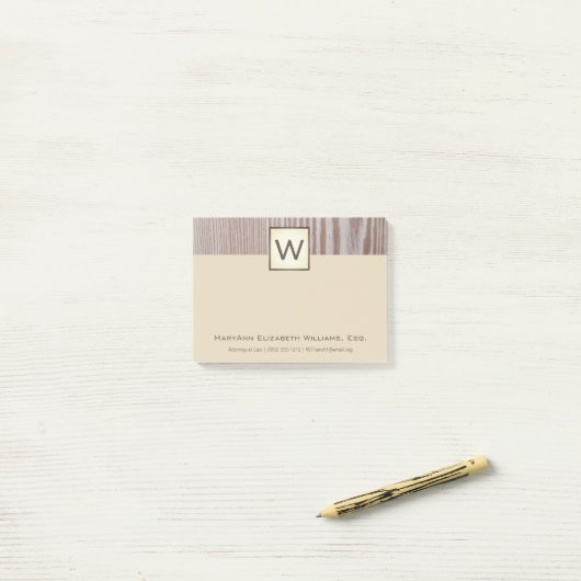 Professional Rustic Wood Executive Name & Monogram Post-it® Notes (Op bureau)