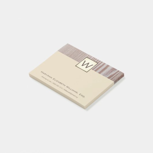 Professional Rustic Wood Executive Name & Monogram Post-it® Notes (Schuin)
