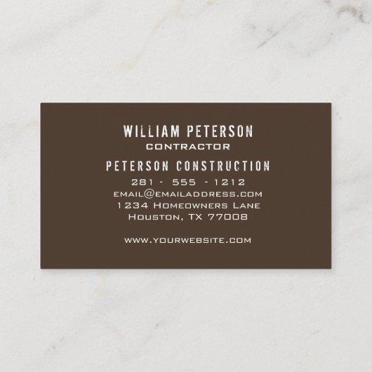 Professional Rustige tools constructeur Visitekaartje (Achterkant)