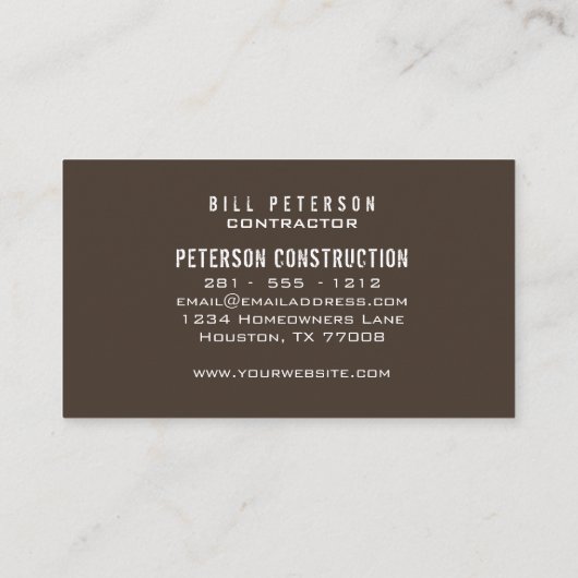 Professional Rustige tools constructeur Visitekaartje (Achterkant)