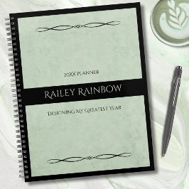 Professional Sage Green Monogram Administrative Planner