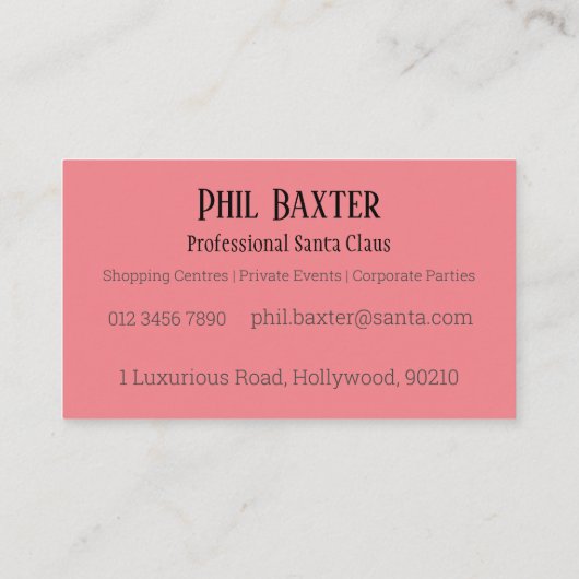 Professional Santa Claus visitekaartje (Achterkant)