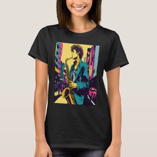 Professional Saxophone Musician Retro Pop Saxophon T-shirt (Voorkant)